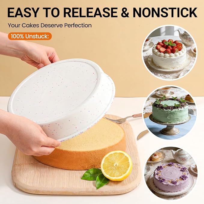 CAKETIME Silicone Round Cake Pan with Metal Reinforced Frame