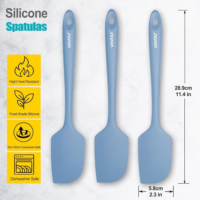 3 Pack Large Silicone Spatula for Kitchen,600°F Heat resistant Rubber Spatulas for Baking,Cooking, Scraping,and Mixing,Non Stick Kitchen Utensils, BPA Free, 11.2 IN, Starry Blue