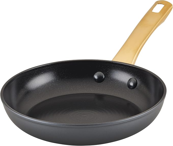 Farberware Forged Induction Ceramic Cookware Nonstick Frying Pan/Skillet, Dishwasher Safe, Suitable for All Stovetops, 8.25 Inch Fry Pan - Black and Gold