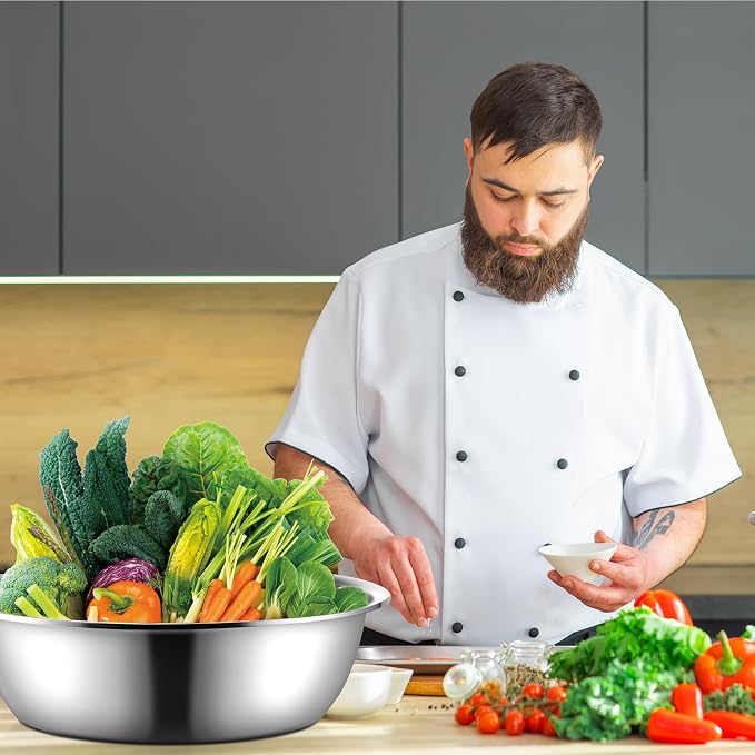 Yungyan 2 Pieces Large Mixing Bowl Stainless Steel Oversized All Purpose Steel Bowl Metal Bowl for Serving Baking Marinating for Home Cooking or Commercial(26 Quarts)