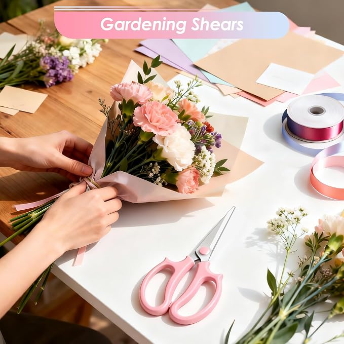 4PCS Flower Scissors, Stainless Steel Garden Shears (Slender) | Garden Floral Scissors with Comfort Grip Handle, Perfect for Arranging Flowers, Pruning, Trimming Plants, Gardening Tool