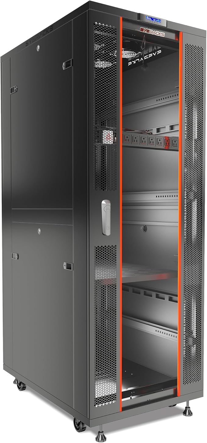 42U Server Rack Cabinet – 19" Network Rack Enclosure, 39" Deep Floor Standing Data Rack with Locking Glass Door, Cooling Fans, PDU & Shelf for Servers, Switches and Patch Panels