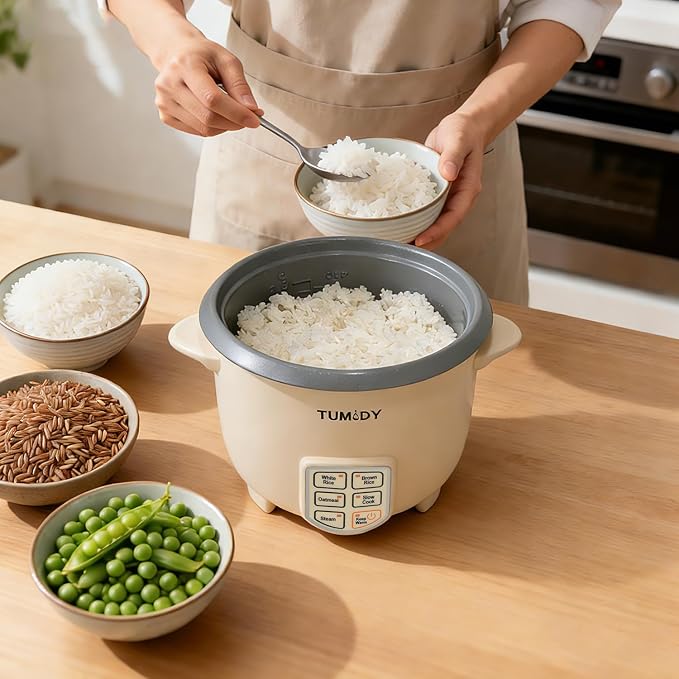3 Cups Rice Cooker Small, Electric Rice Maker Cooker with Steamer Tray, Nonstick Inner Pot, 6-Cups Cooked/3-Cups Uncooked, Automatic Keep Warm, Yellow
