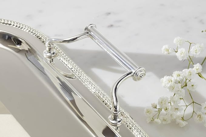 Reed & Barton Silverplate Rectangular Serving Tray, Coffee Table Decor | mirror finish, hand wash only | handles for easy carrying | 13 x 16.25 inch, elegant entertaining | 0.25 inch