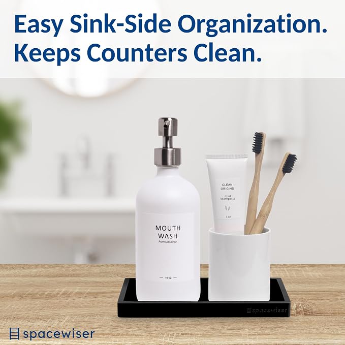 Countertop & Vanity Silicone Tray - Small 7.7" Kitchen Soap Tray | Kitchen Sink Soap Tray, Dish Soap Tray for Kitchen Counter, Bathroom Tray, Silicone Soap Dispenser Tray & Sponge Holder