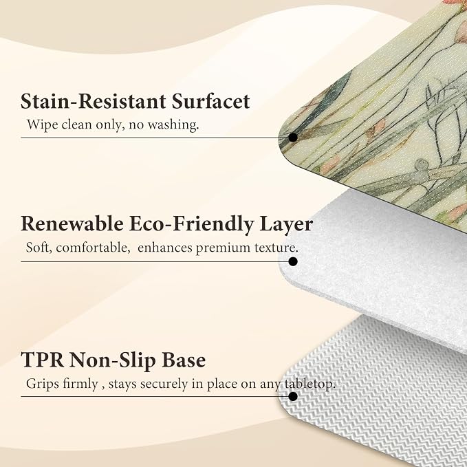 Vinyl Placemats Set of 4-12x17 Inch - Heat Resistant Washable Place Mats Waterproof Non-Slip Wipeable Table Mats for Dining Table Decor, Spring Outdoor Plastic Placemat
