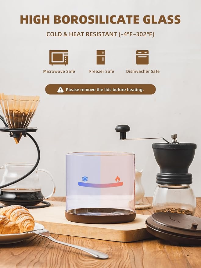 Airtight Coffee Canister, 13 oz Borosilicate Glass Coffee Bean Storage Container with Pop Lid, CO2 Releasing Valve for Grounds Coffee, Beans, Sugar, 0.81lb