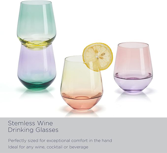 Mikasa Chroma Set of 4 Stemless Wine Glasses, 13 Ounce