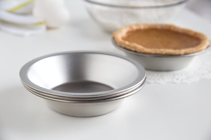 Fox Run Pie Pan Set, Tin-Plated Steel, 5-Inch, 4-Piece | Easily Bake Multiple Small Pies At Once | Evenly Heats Up & Bakes | Thanksgiving & Holiday Essential | Mini Pie Dish