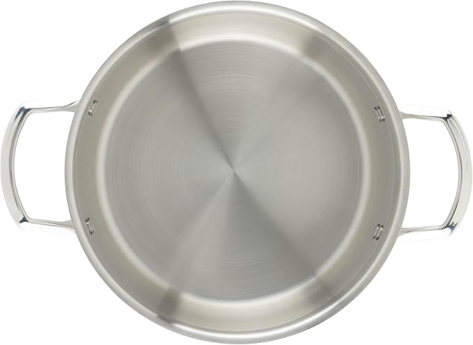WINCO Tri-Ply Stock Pot, Silver | Dishwasher safe, Triple-riveted handles, Dripless pouring, Great for Stocks, Soups, Pasta and Batch Cooking