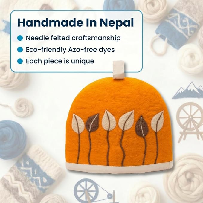 Glaciart One Wool Teapot Cozy Kettle Cover | Dome Shaped Large Tea Cosy, Kettle or French Press | Handmade & Needle Felted from Natural Wool | Warms Up to 2 Hours | Great as Gift