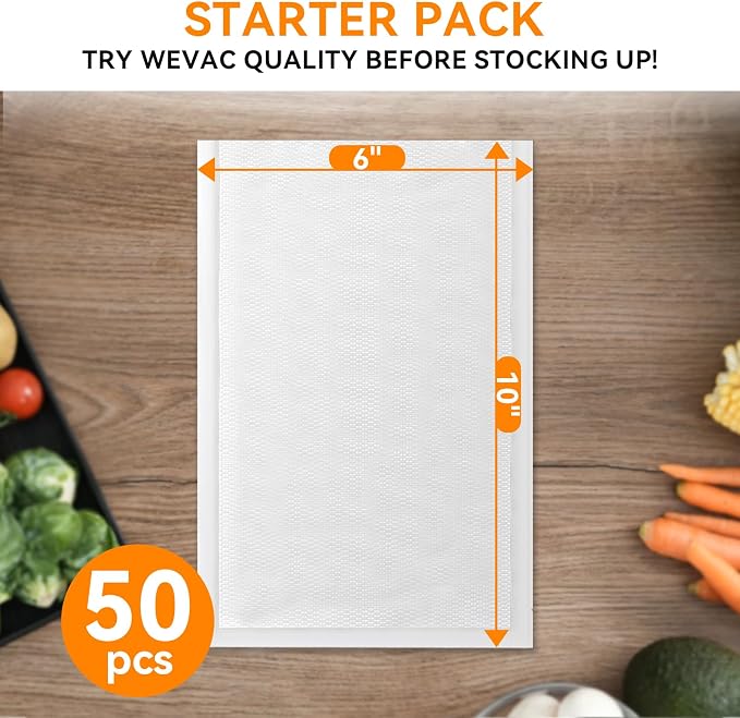 Vacuum Seal Bags for Food, Pint 6″x 10″50 Pcs, BPA Free Food saver Bags | Commercial Grade Precut Vacuum Sealer Bags for Food Sous Vide, Vacuum Storage Bags Food, Heavy Duty, Kitchen Essentials,