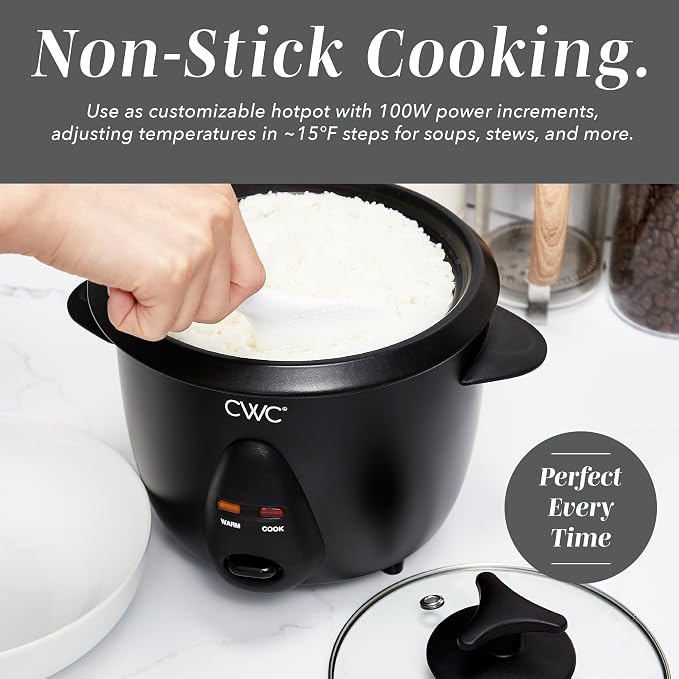 COOK WITH COLOR 6 Cup Rice Cooker 300W - Effortless Cooking and Perfectly, Cooks 3 Cups of Raw Rice for 6 Cups of Cooked Rice, Black