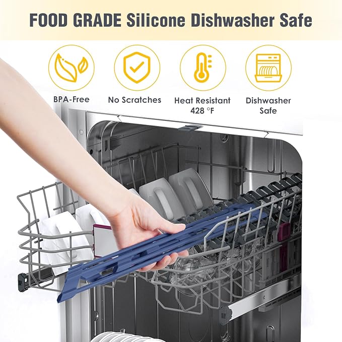 Tomorotec Roll Up Dish Drying Rack with Silicone Coating, Dark Blue | 304 Stainless Steel with BPA-Free Silicone, Triangle Design Maximizes Sink Corner Space, Fits Compact Kitchens And RVs