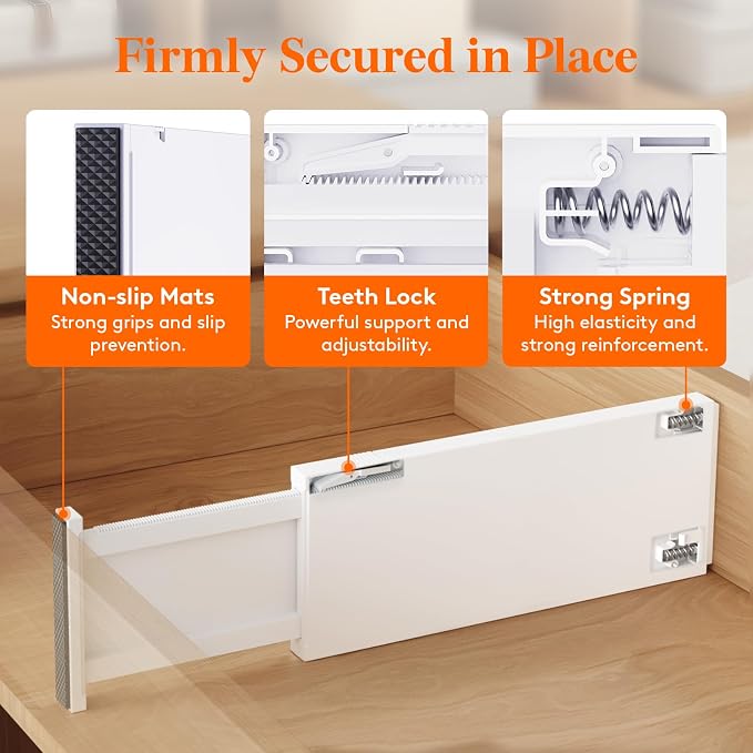 Lifewit 5" Tall Upgrade Drawer Dividers, Adjustable Deep Drawer Organizer | 13.5"-22" Expandable White Drawer Separator for Clothes, Dresser/Kitchen/Closet/Bedroom/Office Organization & Storage, 6 Pack