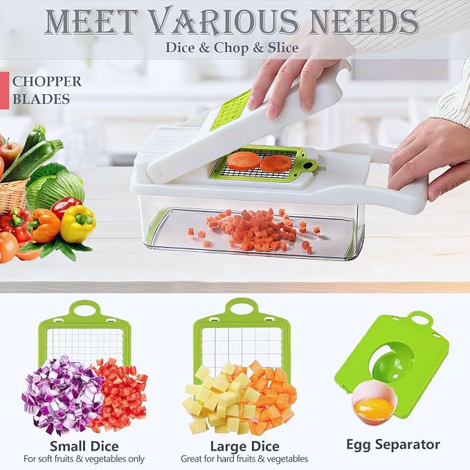 Vegetable Chopper Mandoline Slicer Home Kitchen Appliance Essential Gadget | Pro-Series Veggie Cutter with Container for Food Onion Fruit Salad Potato Christmas Gift House Cooking Supply Tool