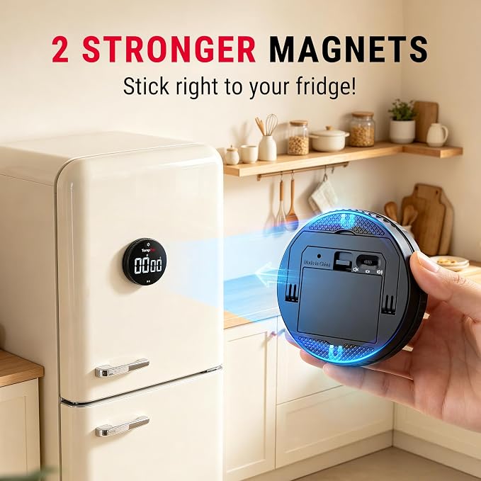 TempPro Magnetic Kitchen Timers for Cooking, Digital Timer for Kids Teacher | Countdown Timer with Easy-Twist Knob, Loud Alarm & Silent Mode, Classroom Timer with Large LED Display for Office Workout