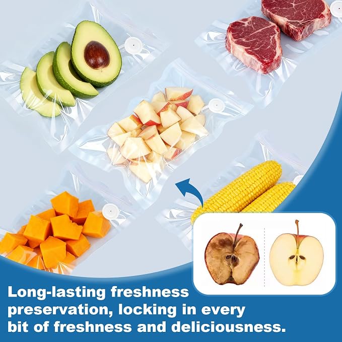 Vacuum Sealer Bags with Air Valve,8 PCS 10"×11" Reusable Vacuum Seal Bags，BPA-Free Heavy Duty Food Storage Bags for Food Storage, Cooking