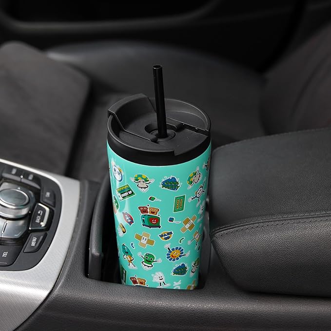 BJPKPK 18 oz Coffee Tumbler with Straw, Insulated Stainless Steel Cup | Double Wall Vacuum, Leak Proof, Keeps Hot/Cold, BPA Free, Cupholder Friendly, Travel, Hawaii Fruits-Yellow