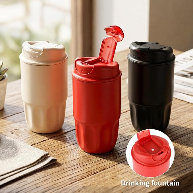 Stainless steel insulated Tumbler small and Portable leak-proof coffee mug 13oz sports water Bottle suitable for car cup holder BPA-free insulated water bottle for sports，school，travel，White