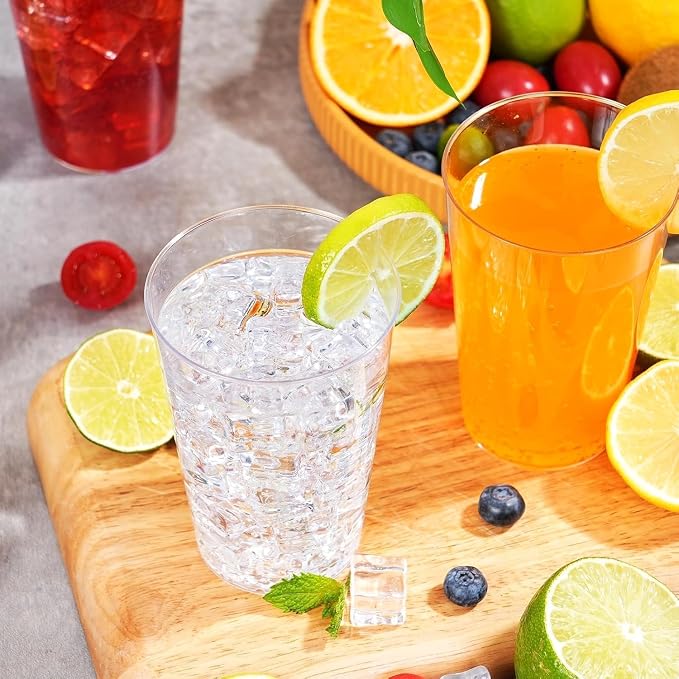 BYSNOW 300 Pack 12 oz Clear Plastic Cups, Disposable Plastic Cocktail Cups | Disposable Heavy Duty Clear Drinking Cups, Hard Punch Plastic Wine Glasses Cups for Party, Wedding, Home, Soda, Juice