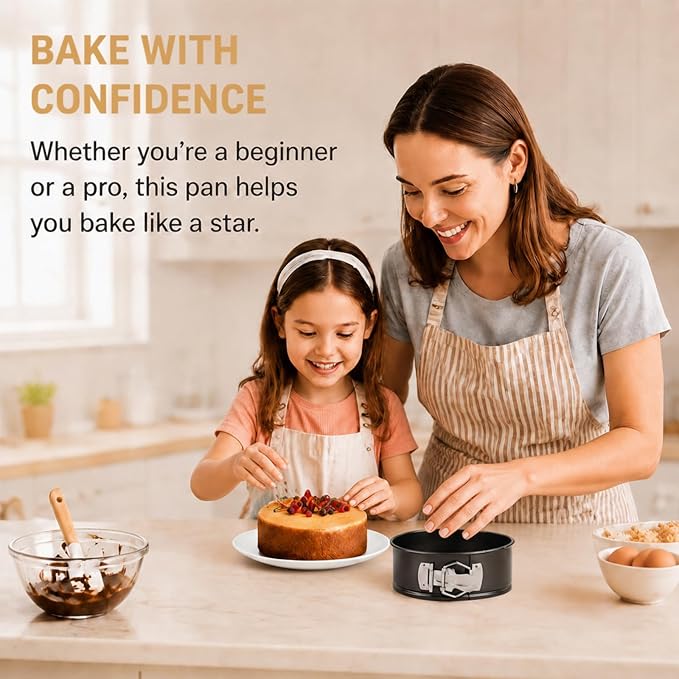 Springform Pan, 6 Inch Round Cake Pan with Removable Bottom, Nonstick Coating, Leakproof, Ideal for Baking Cakes, Pies, Cheesecakes, Pizzas and Quiches