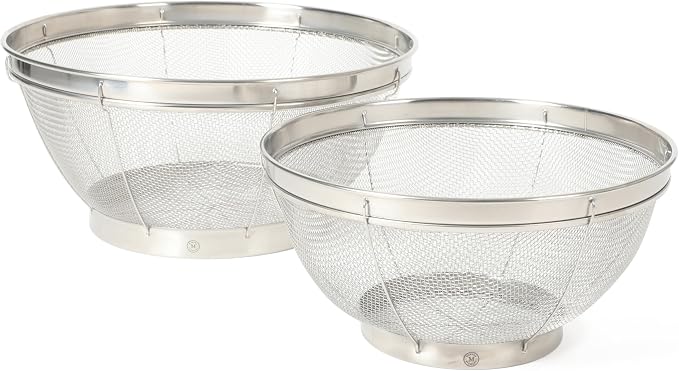 Martha Stewart Covello Stainless Steel Mesh Colander Set 2-Pieces, Silve