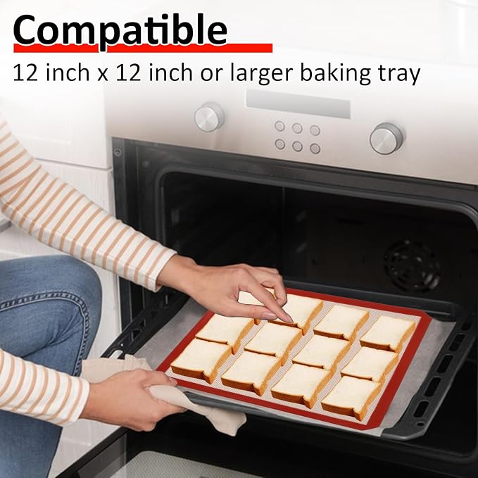 4 Pack 12" x 12" Reusable Silicone Baking Mat for 12 Inch Cake Pan/12x12 Cheesecake Pan/Toaster Oven/XL Air Fryer,12" Food Grade Silicone Mat for Baking Sheet, Non-Stick&Reusable