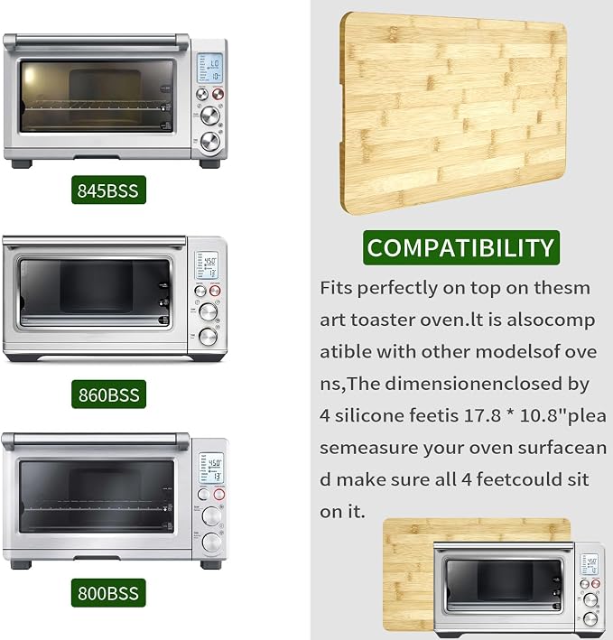 Bamboo Cutting Board for Breville BOV800XL 860BSS 845BSS Smart Oven &Emeril Lagasse Everyday 360 Air Fryer, Heat Resistant Silicone Feet, Creates Storage Space, Protects Countertops and Cabinets