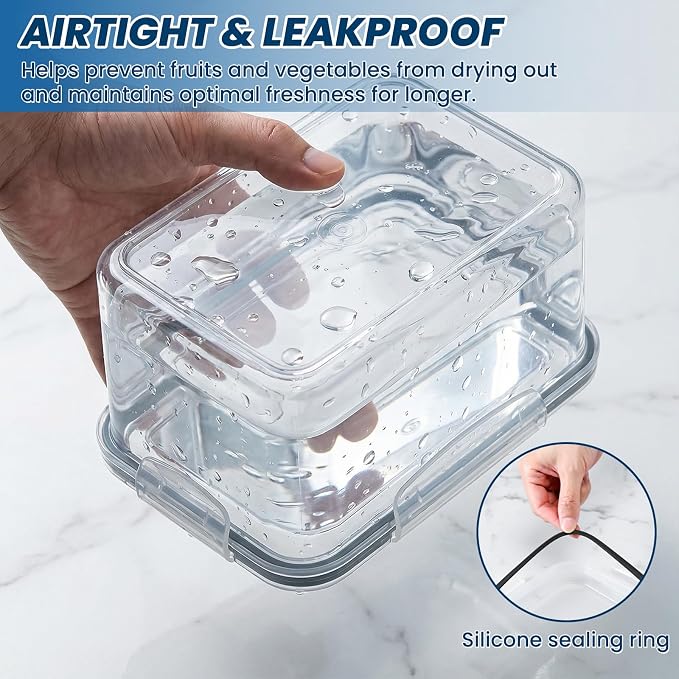 3 Pack Fruit Storage Containers for Fridge with Lids Organizers Basket Refrigerator Colander Kitchen Strainers and Colanders Vegetable Produce Food Glass Washer Airtight Lettuce Keeper Salad