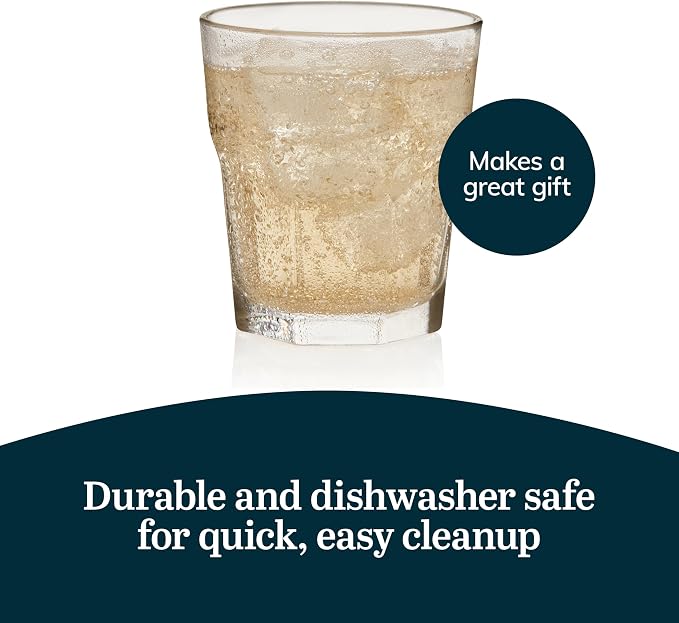Libbey Gibraltar DuraTuff Drinking Glass Drinking Cup Set, Iconic Heavy Base Bar Glassware Thick Drinking Glasses Set of 12, 12-Ounce Double Old Fashioned Rocks Glasses