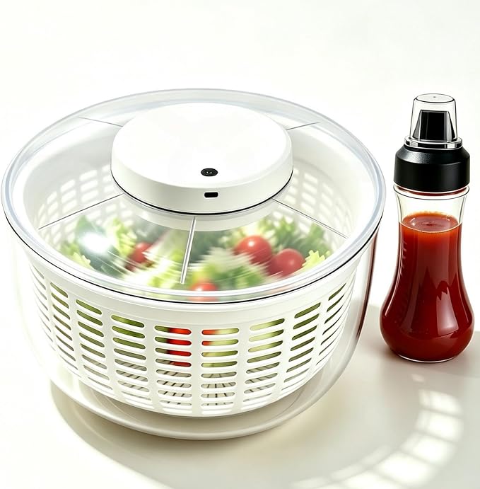 Electric Salad Spinner, 6L Lettuce spinner,Large Salad Vegetable Dryer | Fruit Salad Washer spinner dryer for Home Kitchen Washing & Drying Leafy Vegetables