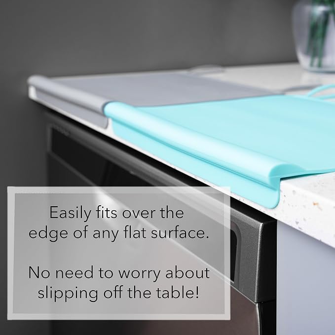Table Tyke Placemat XL Silicone Baby Placemat with Teething Edge Bumper - Waterproof Toddler Table Mat for Eating, BPA Free, Dishwasher Safe (Grey)