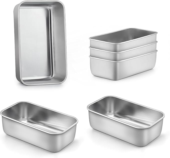 LIANYU 6 Pack Mini Loaf Pan Tin for Baking Bread, Stainless Steel Bread Pan | 6.3 x 3.5 Inch Loaf Pan for Homemade Meatloaf, Tin Loaf Baking Pan Perfect for Banana Sourdough Sandwich, Dishwasher Safe