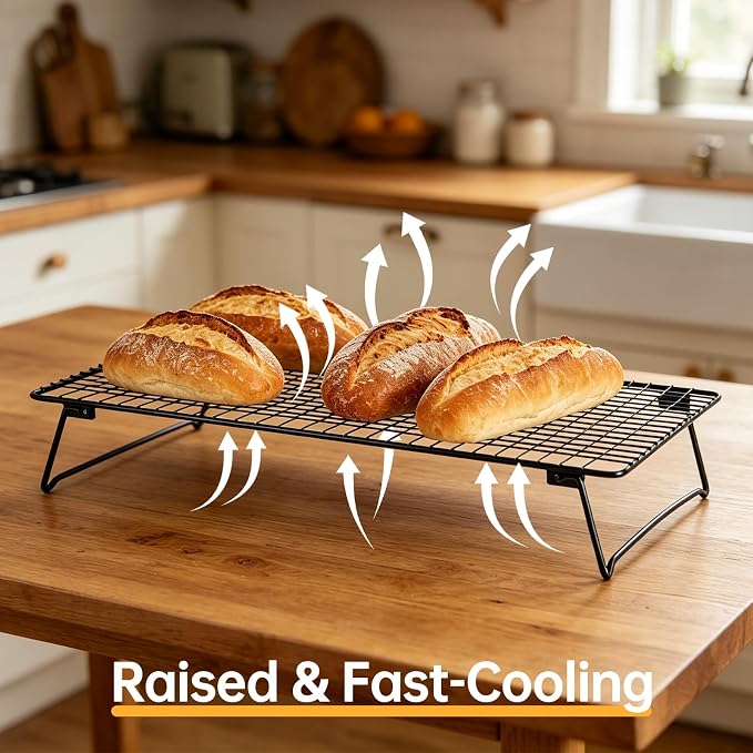 Cooling Racks for Cooking and Baking, Bread Cooling Rack Sourdough, 2PCS | Collapsible Baking Cooling Rack with Legs, Sourdough Bread Cake Cookie Cooling Racks, Baking Accessories Dishwasher Safe