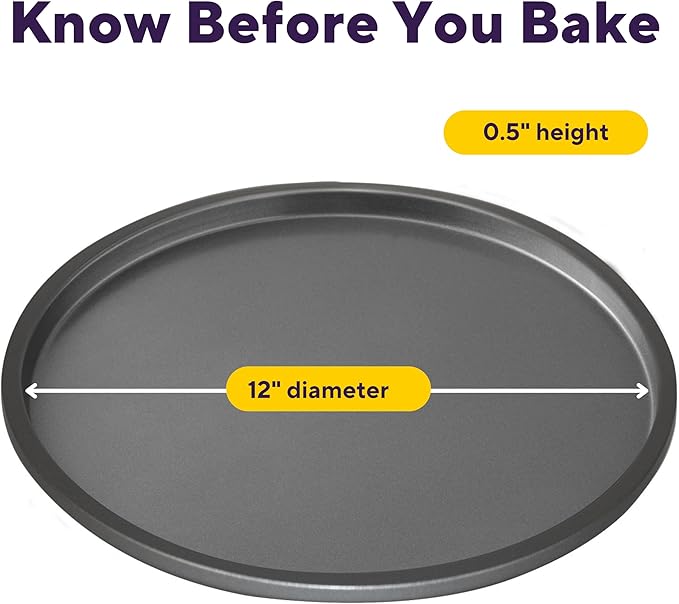 Wilton Silver Non-Stick Pizza Pan, Made Without PFAS, 12 in. | Non-Stick Steel Bakeware, Dishwasher Safe with 5-Year Limited Warranty, Perfect for Homemade Pizza & Flatbread Baking