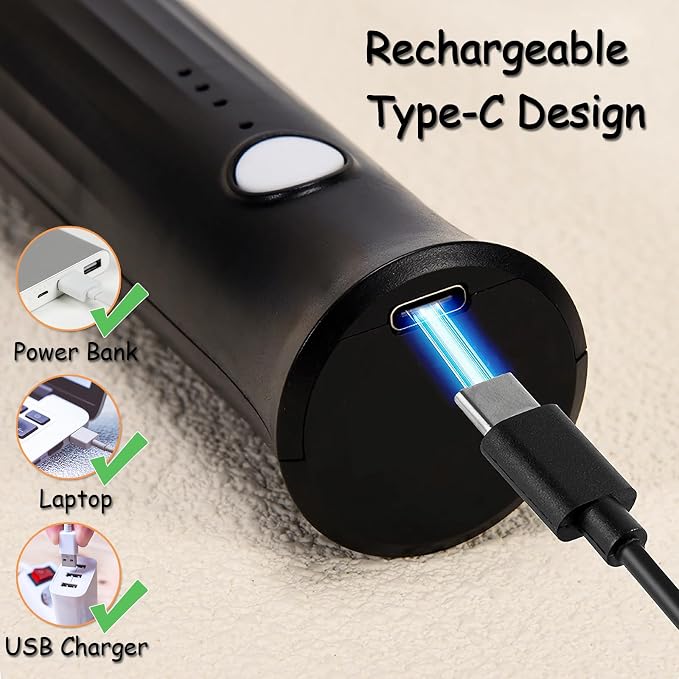 Milk Frother Handheld Rechargeable, 3-in-1 Coffee Drink Mixer Wand (Black) | 3 Speeds, 3 Detachable Whisk Heads, USB C Battery Powered Foam Maker, Mini Electric Stirrer Blender for Protein Powder,Matcha