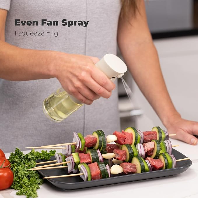Zuutii Oil Sprayer for Cooking, 170ml Olive Oil Sprayer Mister, Olive Oil Spray Bottle for Salad, BBQ, Continuous Spray with Portion Control, Kitchen Baking, Roasting,Hairstyling,Light Cream