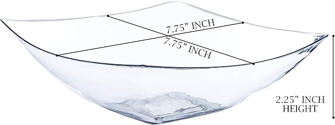 PLASTICPRO Disposable 32 ounce Square Serving Bowls, Party Snack or Salad Bowl, Medium, Plastic Crystal Clear Pack of 4