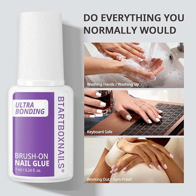 BTArtboxnails XCOATTIPS Nail Glue for Press Ons, 7ML | Brush on Glue for Press On Nails, Quick Air Dry in 10s, 2-Week Wear, Long-Lasting, Mess-Free, Easy-to-Apply for Beginners