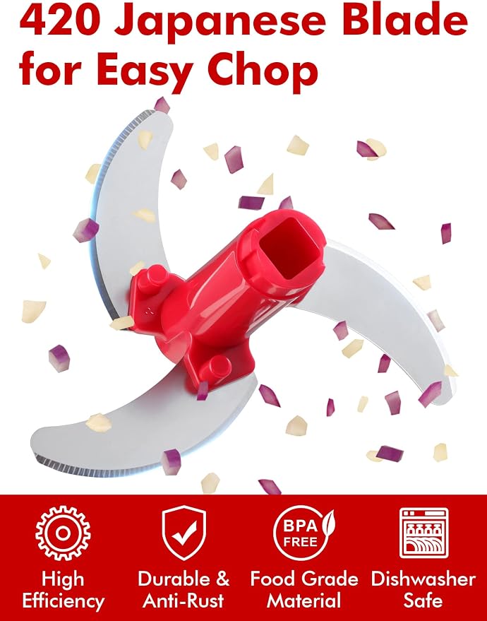 GDL Food Chopper, Vegetable Chopper, Pull String Onion Chopper Dicer, 800ML | Manual Chopper Dicer for Oinon, Garlic, Nut, 420 Stainless Steel Blade, Dishwasher Safe, Fast Cutting, Anti-Slip Base, No BPA