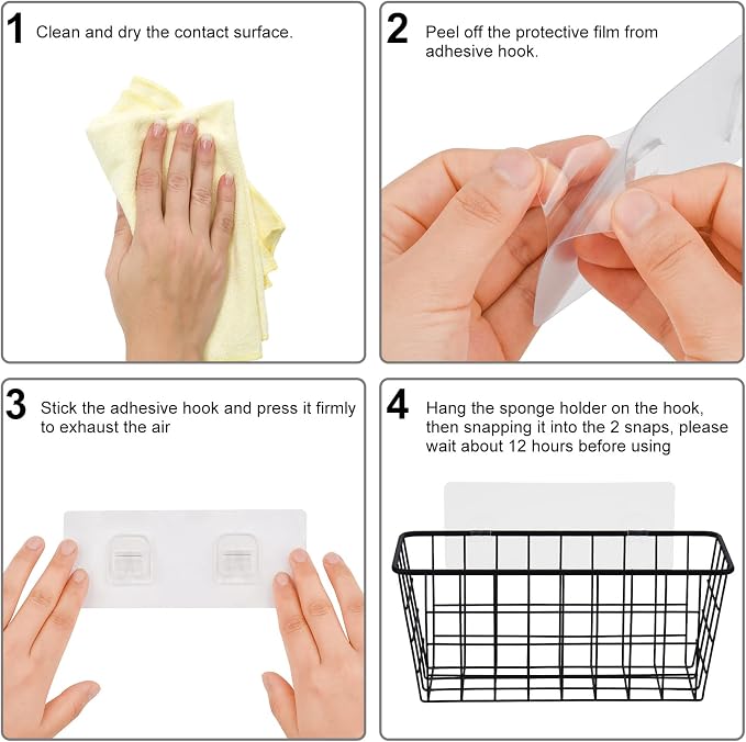 Toplife Adhesive Hanging Wall Baskets,Kitchen Cabinet Door Organizer 2 Pack | No Drilling,Over the Cabinet Cupboard Door,Bathroom, Kitchen Storage,Pantry Organization,Space-Saving