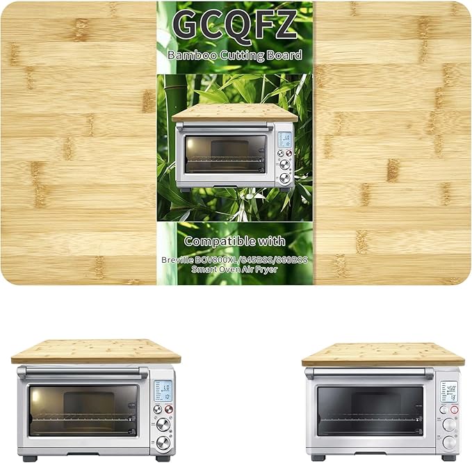 Bamboo Cutting Board for Breville BOV800XL 860BSS 845BSS Smart Oven &Emeril Lagasse Everyday 360 Air Fryer, Heat Resistant Silicone Feet, Creates Storage Space, Protects Countertops and Cabinets