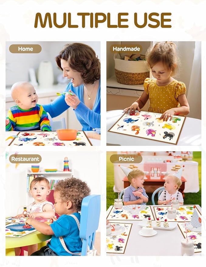 45 Pack Sticky Disposable Placemats for Baby & Toddlers,Cute Color Bird Toddler Placemat 12"x18" Kids Table Mat for Party, Picnic Table, Restaurants Dining Table Travel Essentials for Toddlers