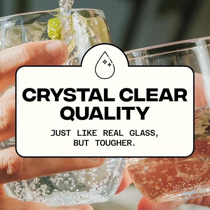 GOVINO Unbreakable Plastic Wine Glasses - Stemless Shatterproof Tritan Glassware, Fancy Cups That Look Like Glass, 12oz, Set of 8