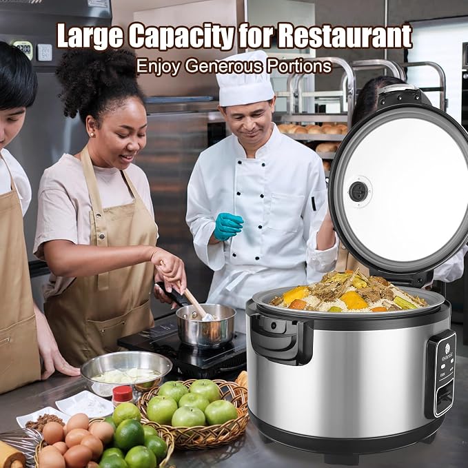 Commercial Rice Cooker & Warmer 60 Cups (Cooked),13.8 Qt / 13 Liter | Large Capacity Rice Cooker,Auto Keep Warm,Non-Stick Inner Pot,One-Touch Operation,1350W Fast Cooking Electric Rice Cooker