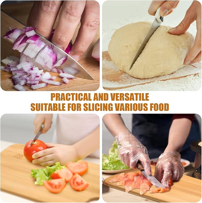 Patelai 12 Packs Wooden Cutting Board Set with Handles 15 x 7 Inch Large Kitchen Serving Plain Chopping Board Bulk Gifts for Mom for Vegetables Meat Pizza Cheese Fruit Bread(Bamboo)