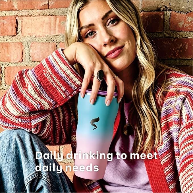 30 oz Insulated Tumbler with Straw and Lid, Mermaid Dream | 18/8 stainless steel, double-wall vacuum insulation, BPA-free materials, reusable straw, for everyday hot and cold drinks.