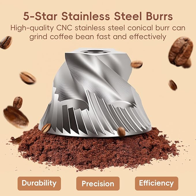 Manual Coffee Grinder Hand Crank Coffee Bean Grinder Mill for Espresso | CNC Stainless Steel Conical Burr, 8 Adjustable Coarseness Settings, for Home or Travel Moka Beans French Press Pour Over Drip