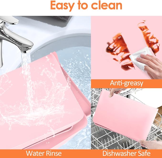 Silicone Coffee Maker Mat with Lip for Countertops, 15.7'' x 11.8'', Pink | Multi leak-proof coffee tray for countertop, non-slip silicone mat fits most coffee makers & espresso machines, wipe-clean